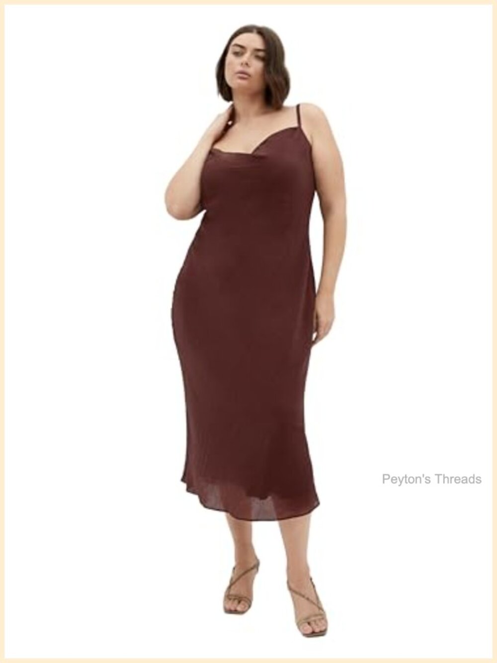 City Chic Plus Size Kyra Slip Cocktail Dress Sateen Cowl Neck Midi